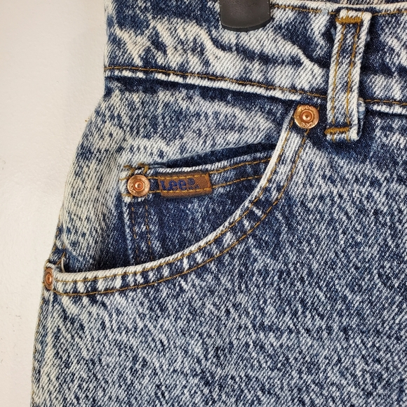 Vintage 1985 Lee Riders Acid Wash High Rise Tapered Leg Mom Jeans 14 M Denim - Picture 5 of 15
